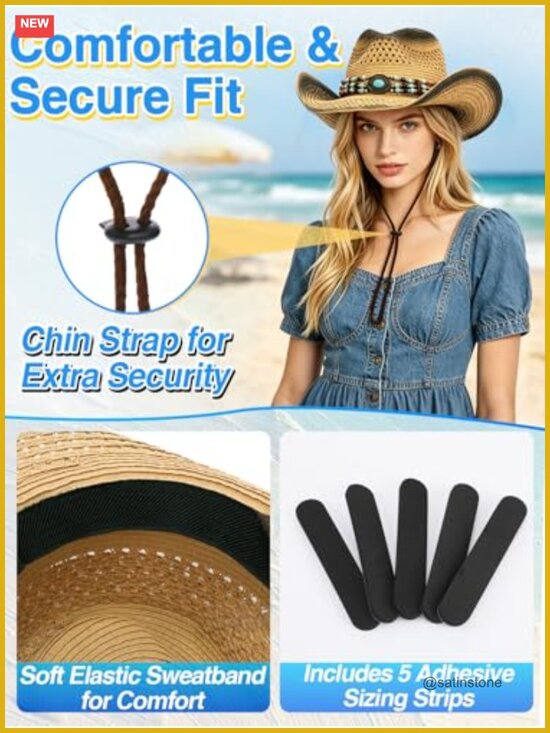 Western Straw Cowgirl Hat - Country Concert Outfits Sun Hat